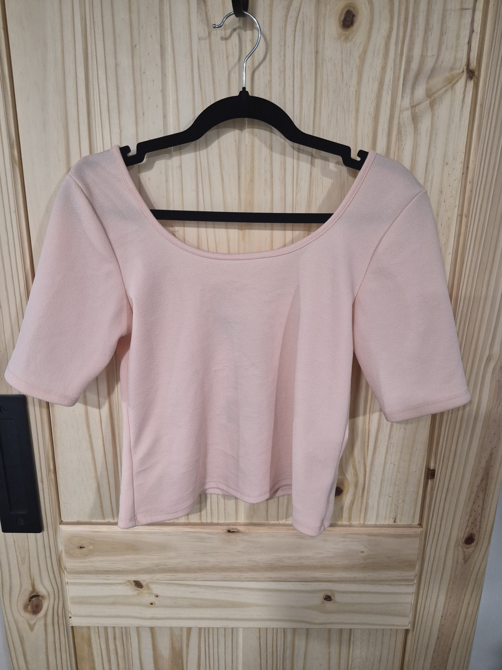 About A Girl Pale Pink Scoop Neck Crop Top